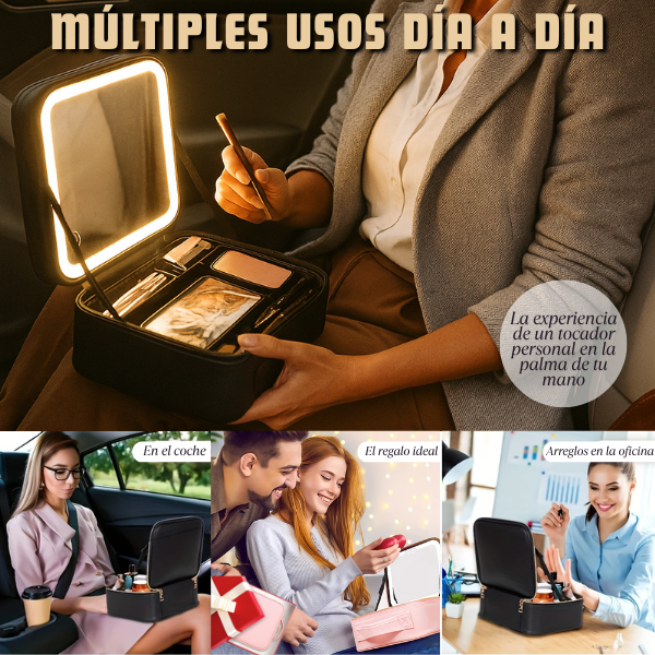 BrillaTú® COSMETIQUERA CON ESPEJO LED