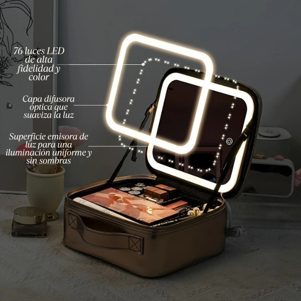 BrillaTú® COSMETIQUERA CON ESPEJO LED